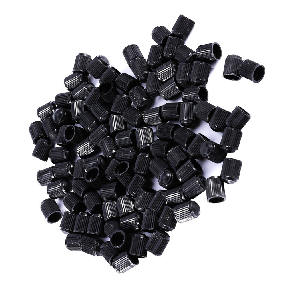 100Pcs Plastic Tire Valve Stem Caps For Cars Trucks Ships Black 3031393150543