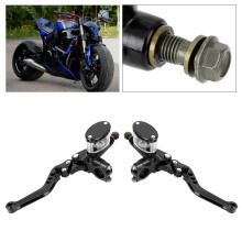 7/8in Aluminum Hydraulic Brake Clutch Lever Pair Black for Bikes
