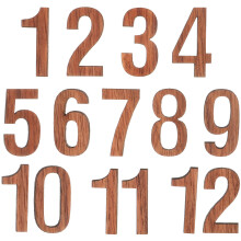 1Set Wooden Clock Numbers Kit DIY Wall Clock Repair Parts Light Brown