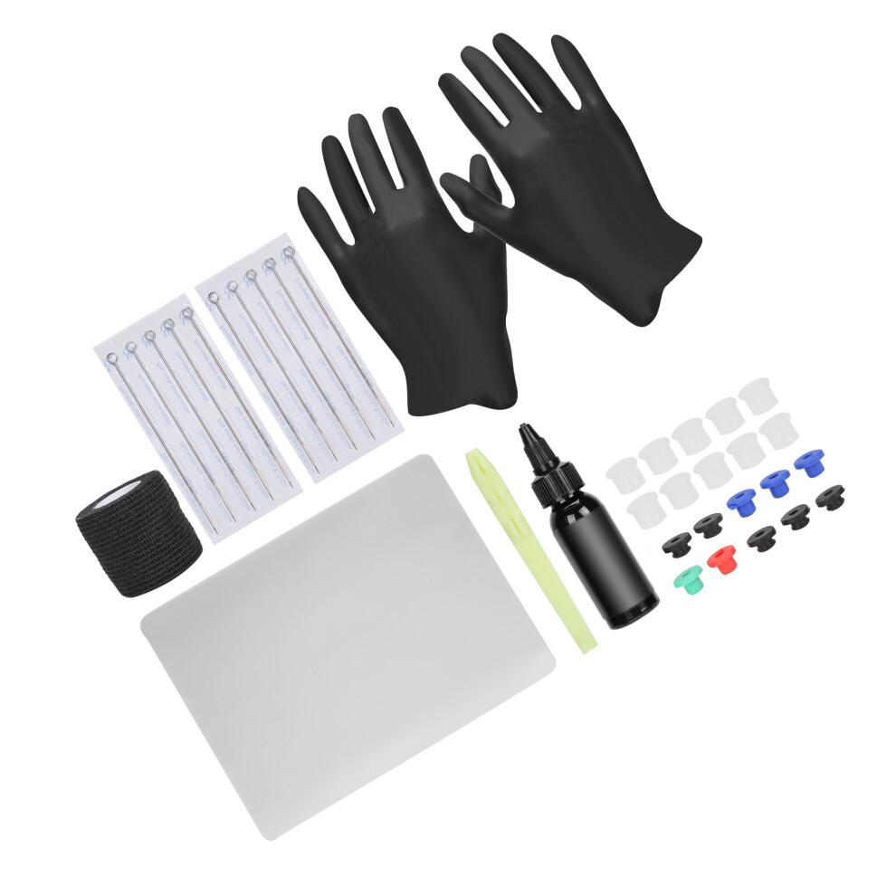 Black Professional Tattoo Kit With Needle Pen, Practice Skin, 29.6Ml Pigment