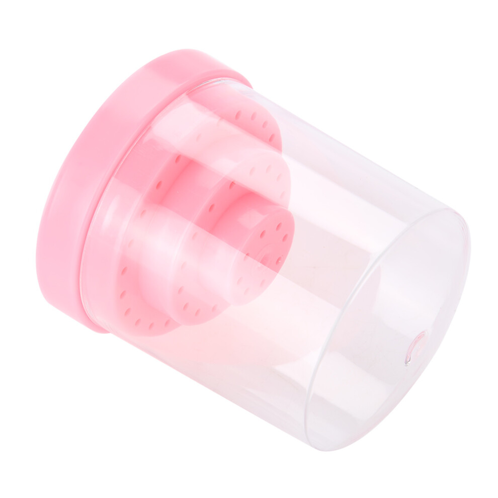 Pink 48 Holes Nail Drill Stand Holder Organizer Display Box 7.9X7.9x9.5cm