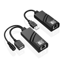USB 2.0-Extender über Cat5 Cat5E Cat6 Ethernet-Kabel Transfer bis zu 100M RJ45-Empfänger mit DC5V/2A Netzadapter (EU)