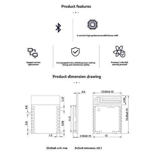 Transmitter Receiver NRF52832 5.0 Mesh Bluetooth Ceramic Antenna BLE Module with Multiple Certifications 2