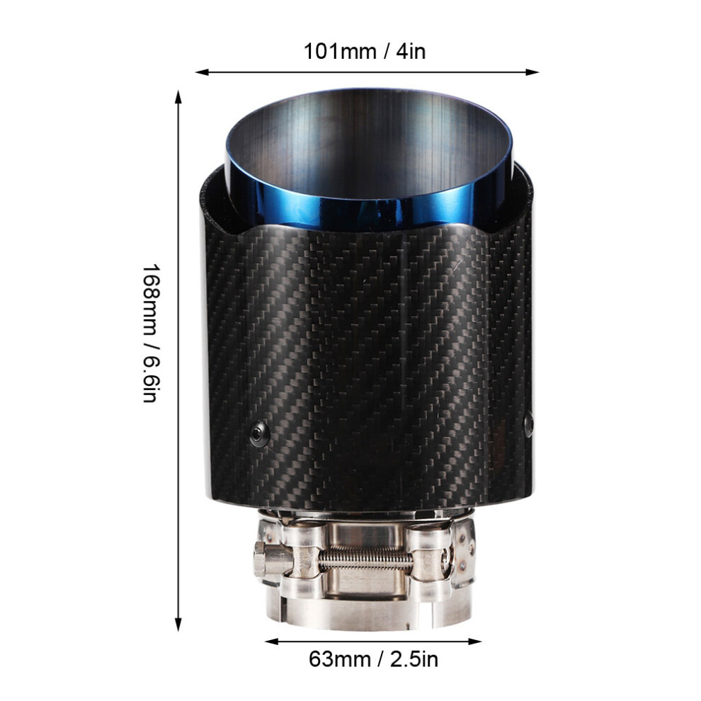 Carbon Fiber Glossy Exhaust Tip 63-101Mm For Car Motorcycle 9431393155724