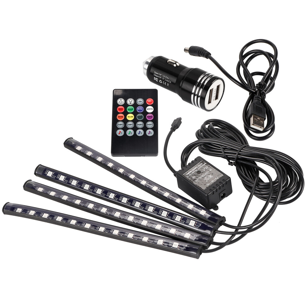 Car Led Strip 4Pcs 48 Leds Multicolor Music Interior Rgb Light 6941393159293