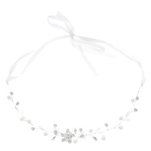Elegant Silver Pearl Wedding Headband Bridal Headdress