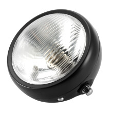 Universal Motorcycle Headlight 5.75in 35W Black Shell White Lens