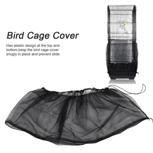 Universal Black Polyester Bird Cage Cover, 98x35cm Mesh Net 2