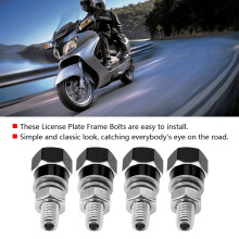 4pcs Black Universal License Plate Frame Bolts for Motorcycle & More