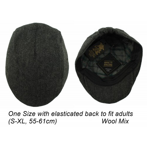 (Charcoal Check) Royal Stallion Wool One Size Flat Cap 2