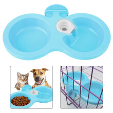 Pet Double Hanging Food & Water Bowl for Cats & Small Dogs – Blue, 24.5cm