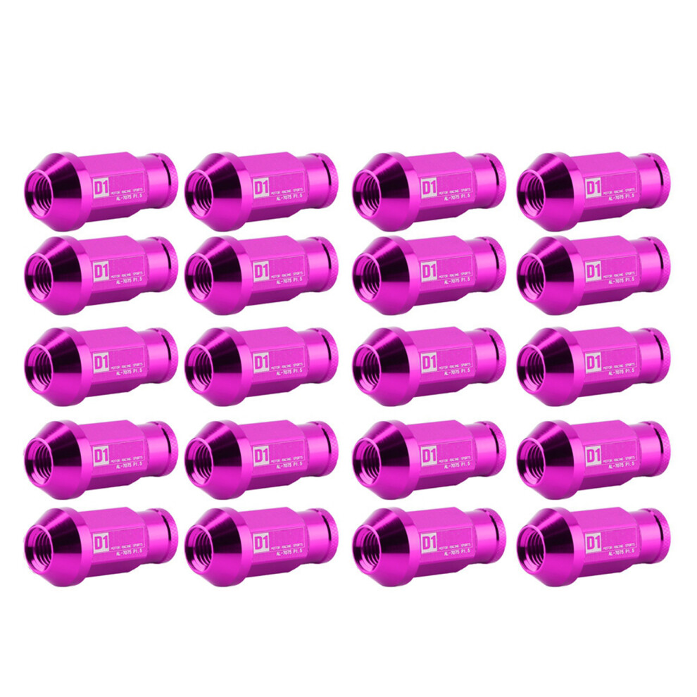 Lightweight Aluminum Lug Nuts M121.5 Racing Wheel Nut (20 Pcs) Purple 4691393240546