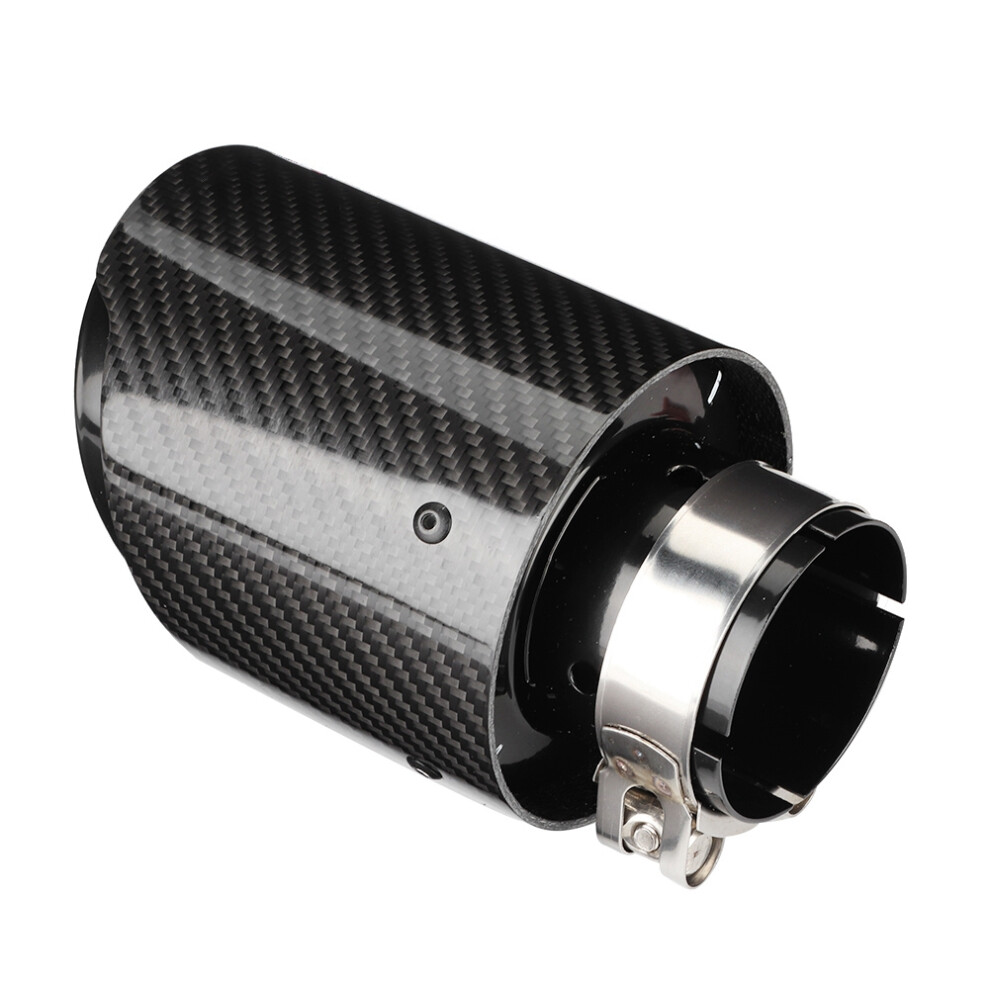Universal Carbon Fiber 63Mm Inlet 101Mm Outlet Exhaust Tail Pipe Black 4221393240880