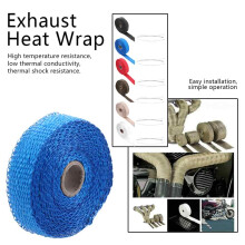 5m Blue Car Exhaust Heat Wrap with Stainless Steel Cable Ties - High Temp Insulation