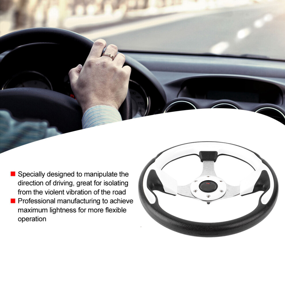 13In Universal Pu Leather Car Racing Drift Steering Wheel White 7661393170607