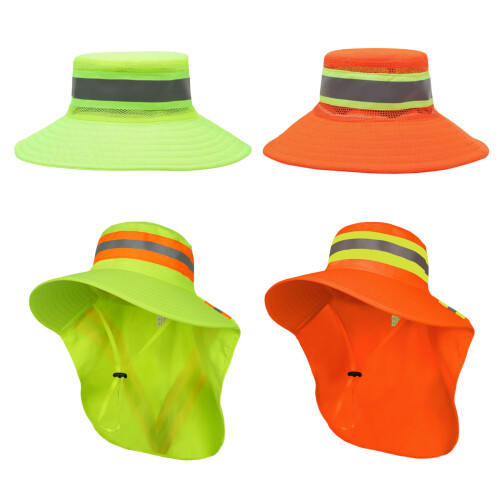Unisex Outdoor Reflective Cap Adjustable-Orange bucket hat 1