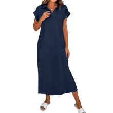 Women's T-Shirt, Business Casual Dress, Loose,-Navy Blue M