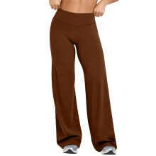 Wide Yoga Pants for Women High Front Seam Workout-Coffee L