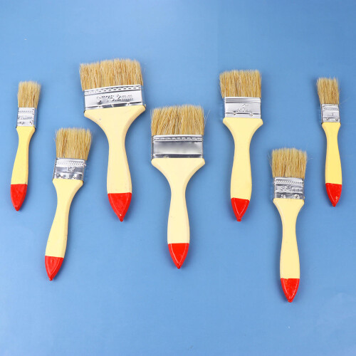 10pcs Flat Paint Brushes For Walls Bristle Wood Handle Wall Art 2