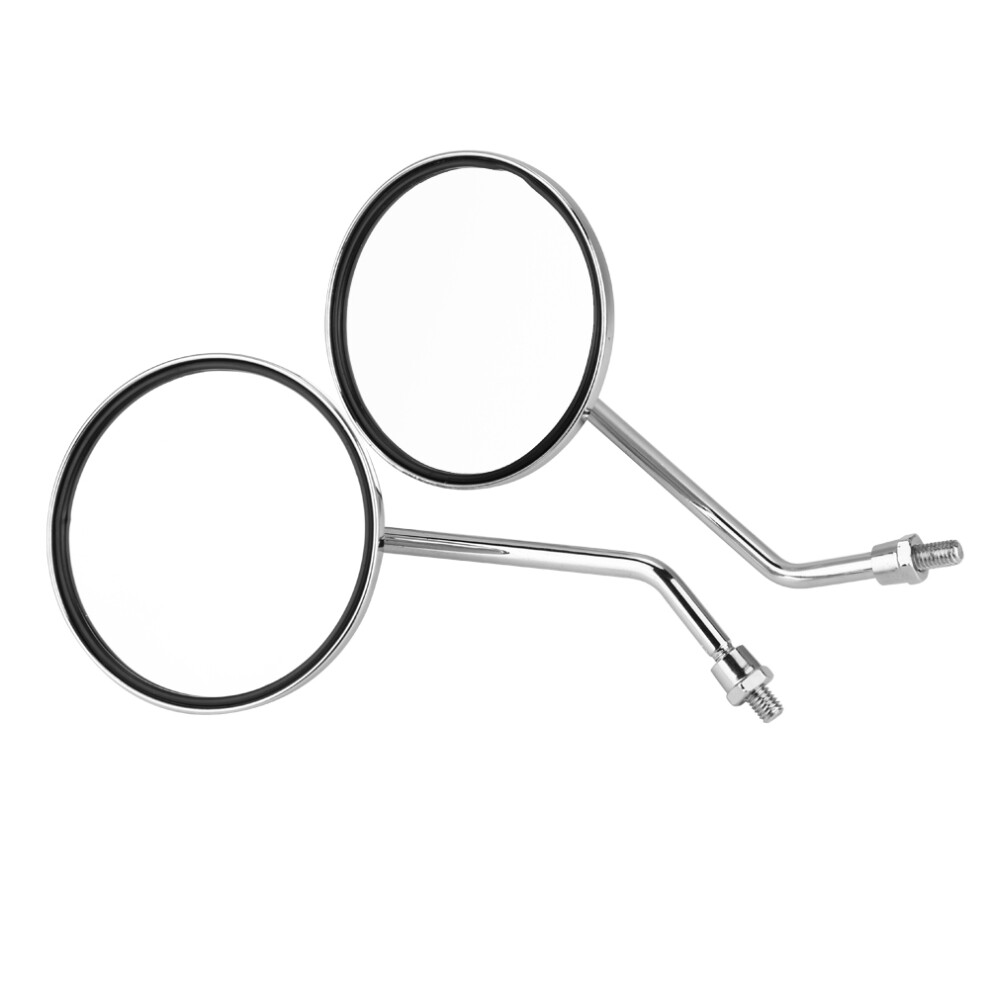 2Pcs 10Mm Round Plated Motorcycle Rearview Mirrors Â Left & Right Silver 4911393248053