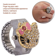 Damen Ring-Uhr mit Strass und Klappe