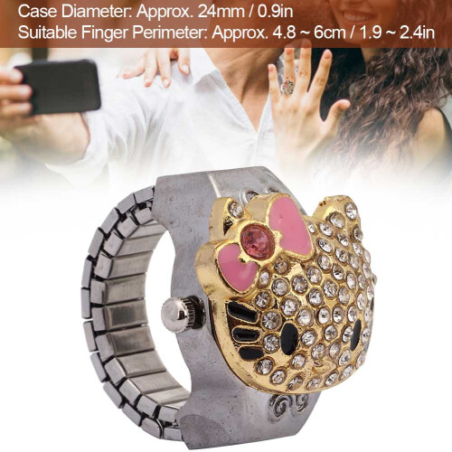 Pinke Fingerringuhr Klappdeckel Strass 2
