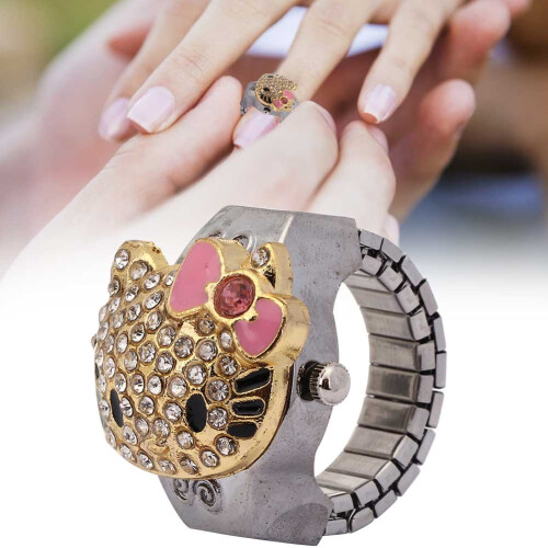 Fingerringuhr für Damen Pink Klappe 1