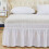 Elastic King Size Polyester Bed Skirt Ruffle Easy Fit White 3