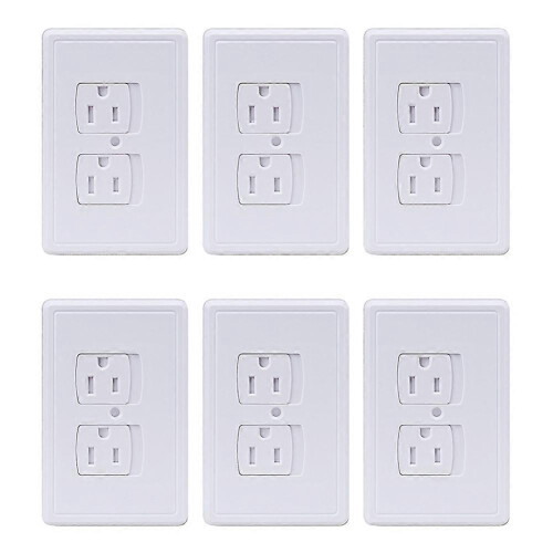 6-Pack Safety Self-Closing Outlet Covers, Wall Socket Plate Automatic Sliding Cap Cover for Child Proofing Outlets