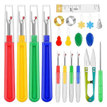 20 PCS Nahtreißer und Nähset mit Nadelfädel, Fingerhut, Maßband, Schneiderahle und mehr