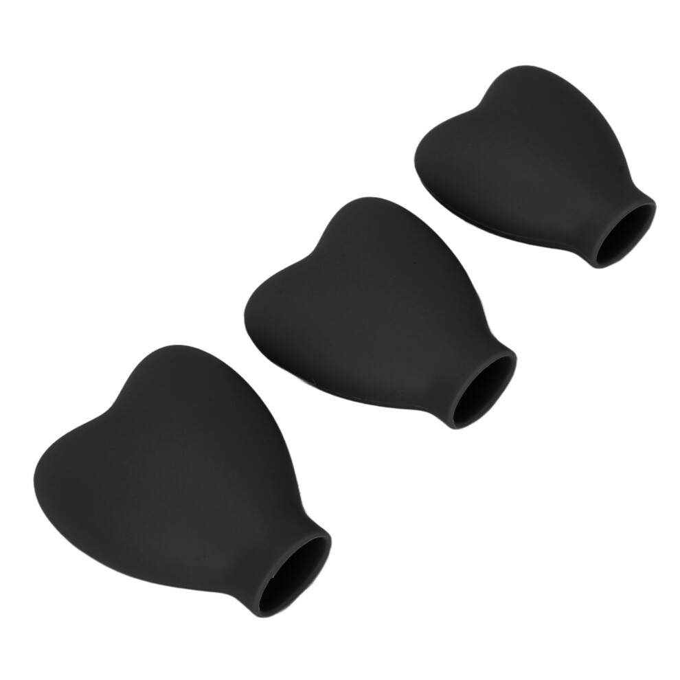 3pcs Silicone Heart-Shaped Makeup Brush Covers for Women Girls Black