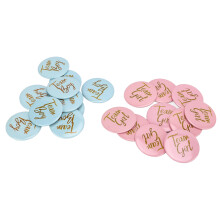 Gender Reveal Button Pins 4.4cm Metal Blue Pink Decor for Baby Shower