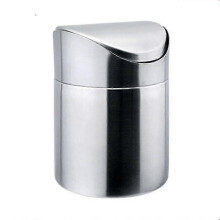 Kleiner kleiner Edelstahl-Mini-Mülleimer mit Drehdeckel für Schreibtisch, Auto, Büro und Küche – neu