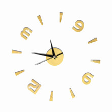 Wall Clock Sticker Acrylic Mirror 60x60cm Gold DIY Home Office Decor