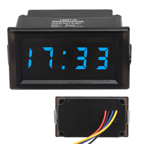 Auto LED Digital Clock Waterproof Dustproof  DC4.5-30V Blue Car Accessory