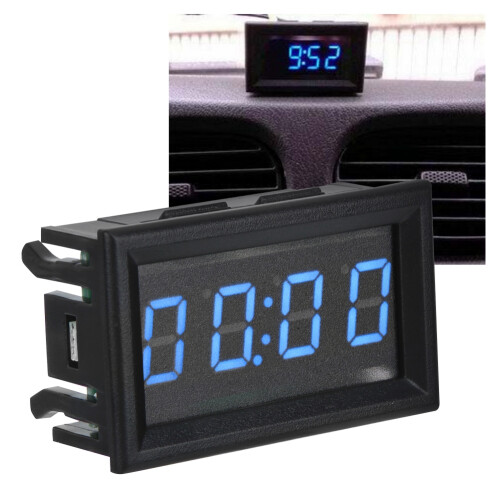Digital Car Clock with LED Light Blue Reliable Electronic Accessory Easy Fit 2