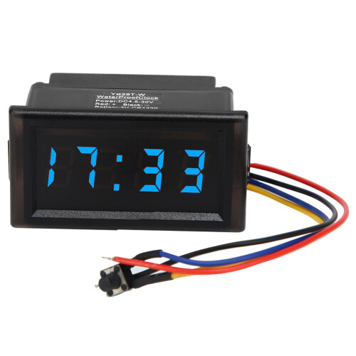 Auto LED Digital Clock Waterproof Dustproof  DC4.5-30V Blue Car Accessory 1
