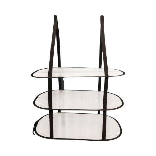 Foldable 3 Layer Hanging Storage Basket Nylon-Black and white