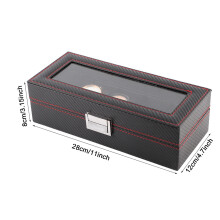 5 Slot Carbon Fiber Watch Box Travel Organizer 28x12x8cm Black
