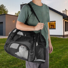 Waterproof Pet Carrier Bag Large Black 52x33x25cm Folding & Breathable