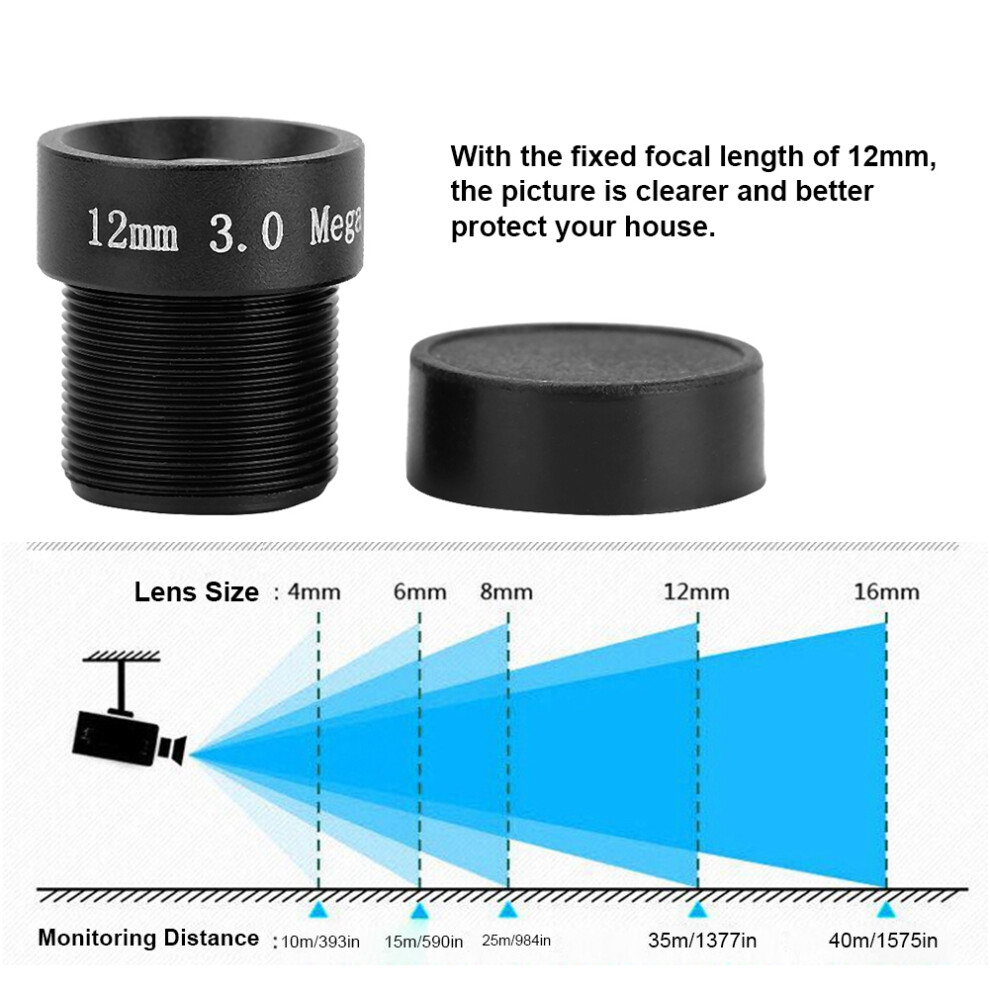 Cctv 3Mp 12Mm Fixed Focal Board Lens For Cctv Security Clear Image Metal Build 8461393184135