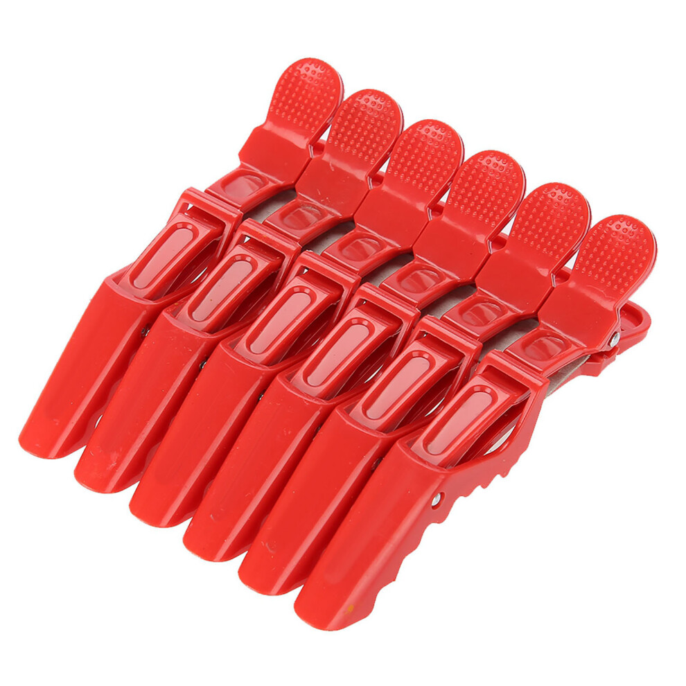 6 Crocodile Hair Clips Red Anti Slip