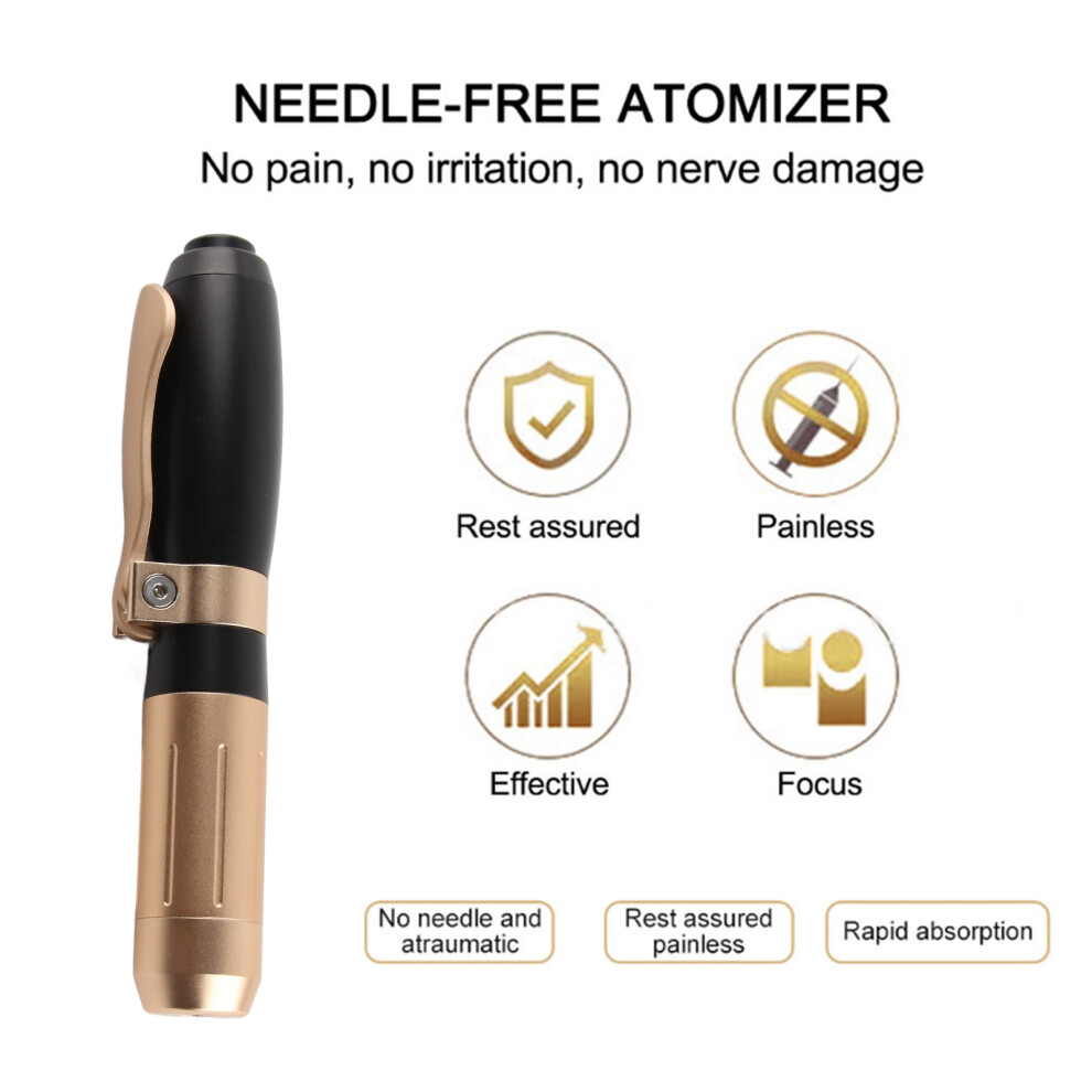 Black/Gold Portable Hyaluronic Acid Injection Pen + 0.3/0.5Ml Water Syringe