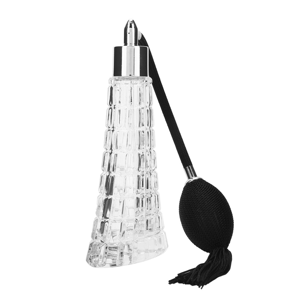Black Refillable Vintage Glass Perfume Bottle 75Ml With Tassel & Spray