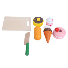 Wooden Dessert Cutting Toy for Kids, Pretend Play, 3+