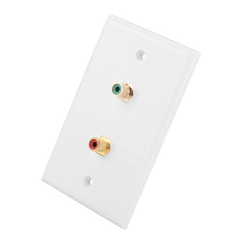 2-RCA Wall Plate Panel - Dual RCA Audio Socket, ABS Faceplate, US Standard 2