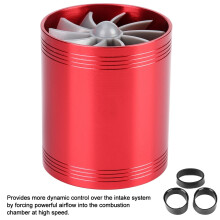 Car Dual Fan Turbonator Super Charger, 64mm Aluminum Fuel Saver Red