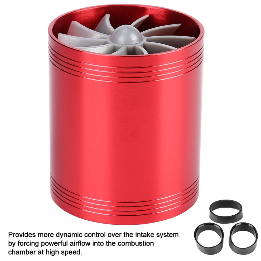 Car Dual Fan Turbonator Super Charger, 64Mm Aluminum Fuel Saver Red 8711393266127