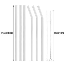 Reusable Glass Drinking Straw Set with Cleaning Brushes, 8mm, 21.5cm