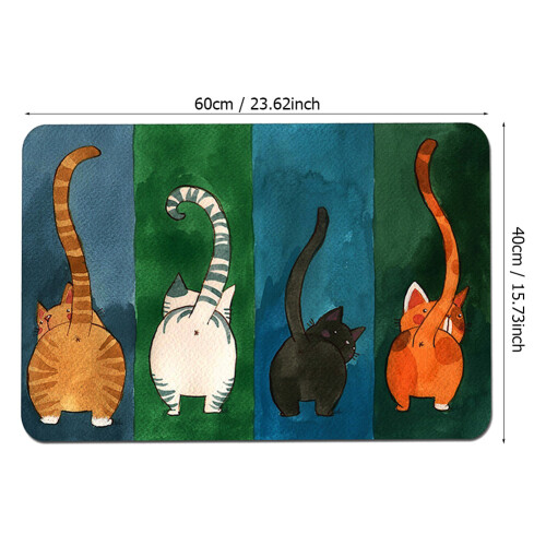 Katzen Design Teppich 40x60cm Naturkautschuk 1